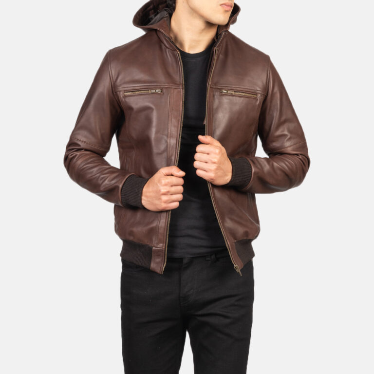Mens Bouncer Biz Brown Leather Bomber Jacket-5-1634131329896
